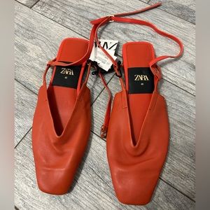 Zara orange strappy sandals, size US 9, NWT
